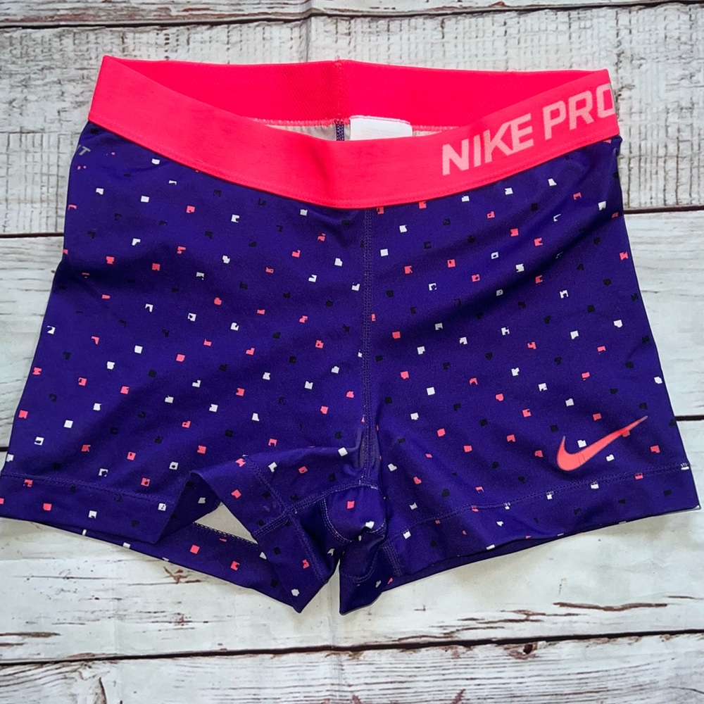 Women’s DriFit workout shorts limited edition purple with neon pink size small